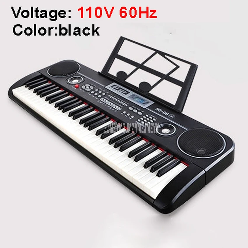 black 110V Дети 61 Ключ многофункциональная электрическая клавиатура пианино игрушка с микрофоном музыкальный инструмент развивающий, образовательный игрушка - Цвет: black 110V