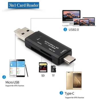 

Card Reader Adapter 3in1 USB3.1 USB-C TF Type C SD For Macbook