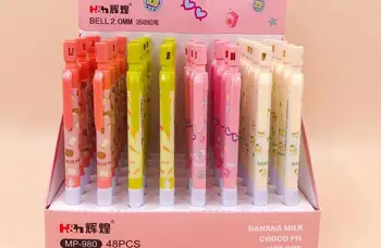 

new creative banana milk automatic pencil cartoon school gift student Mechanical Pencil 2.0mm writing pen promotion pen 48pc/lot