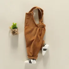 Штаны на подтяжках для малышей вельветовые цельнокроеные свободные штаны детские штаны для мальчиков и девочек возрастом от 6 до 12 месяцев весенне-осенняя одежда для малышей