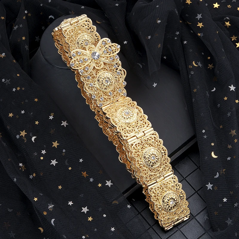 

Fashion long sleeve lady adjustable length metal belt popular fashion belt girl hollow flower wedding belt