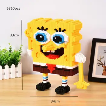 

Model Building Blocks SpongeBobs Series Cartoon juguetes Anime Figures Assembled Mini Brick Educational Toys For Kids Gifts
