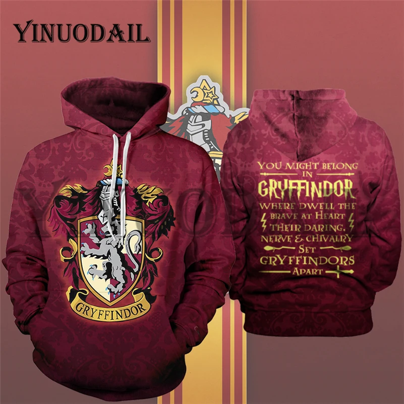 YINUODAIL мужские спортивные толстовки Wizardry 3D Толстовка Хогвартс Ravenclaw Gryffindor комплект уличная Косплей Костюм - Цвет: Gryffindor