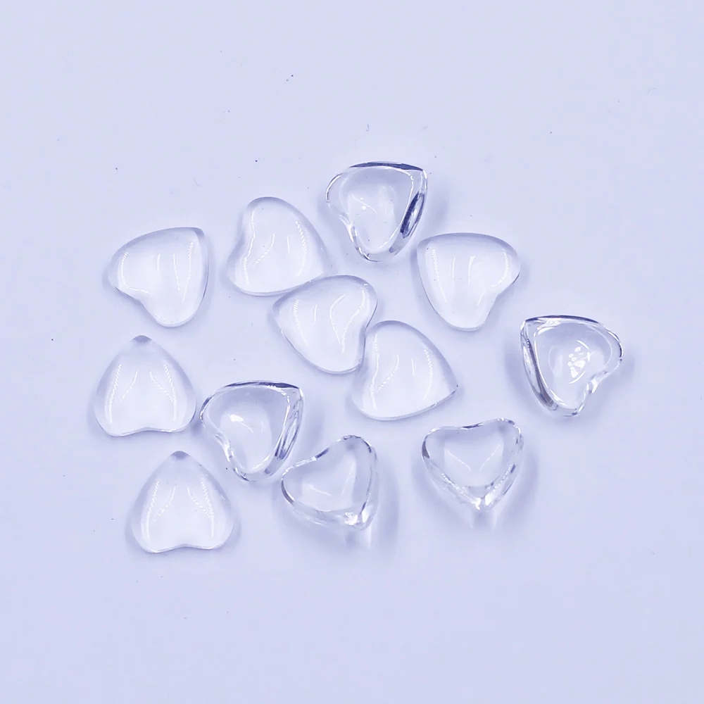 10x Transparent Heart Shape Glass Drops cabochon inserts glass dome 