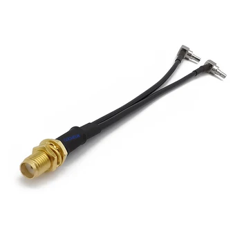 

2Pcs SMA Female Jack to Y Type 2X CRC9 Right Angle RG174 Pigtail Cable 90 degrees Splitter Combiner Connector 15CM for 3G/4G