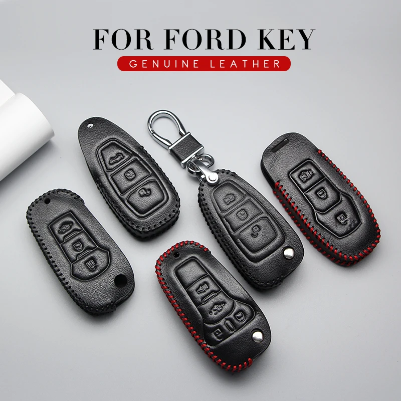 Кожаный чехол для ключей автомобиля Ford Mondeo Mustang Edge Explorer F150 Fusion Escort Everest Ranger C-MAX Focus RS