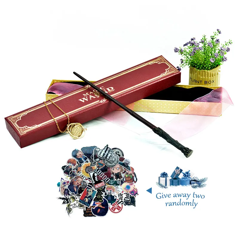 Harry-1 16 Kinds Metal Core Magic Wands Potter Cosplay Lord Voldemort Luna Snape Hermione Magic Wand with Two Stickers Gift Box Package - Цвет: Harry-1
