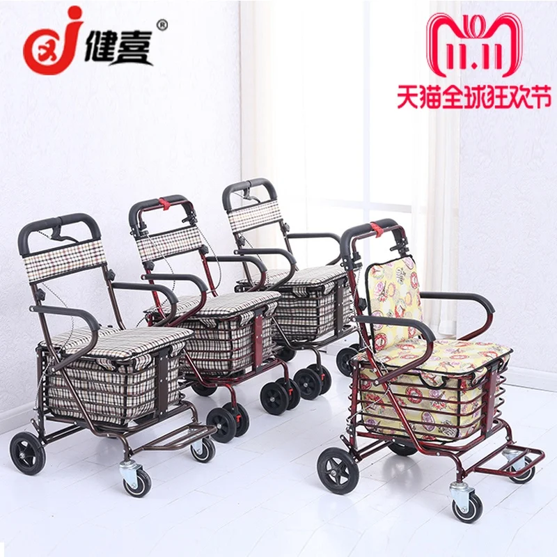  Old-fashioned Folding Portable Portable Old Shopping Cart To Buy Food Small Cart Stroller Four Whee