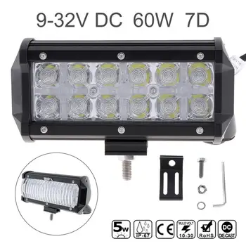 

5.7 Inch 60W Car Auto LED Work Light Bar 12x 7D Cross DRL LED Beam Combo Led Offroad 6000K 6000LM for SUV Car Truck ATV Vehicle