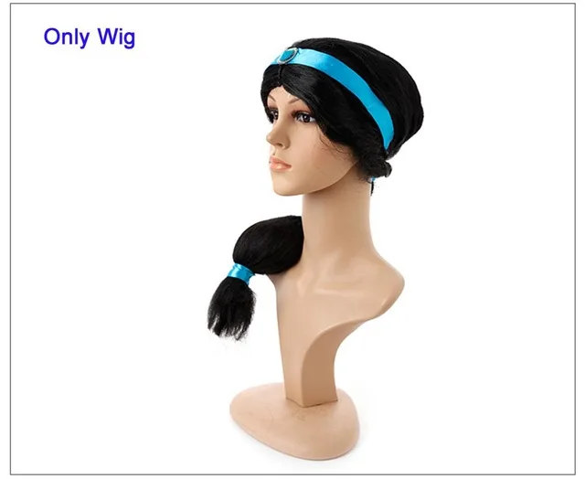 Aladdin Lamp Princess Jasmine Cosplay Costume Girls Halloween Fantasia Arab Princess Fancy Dress Up Outfit Girls Jasmine Costume - Цвет: 1Pcs Only Wig