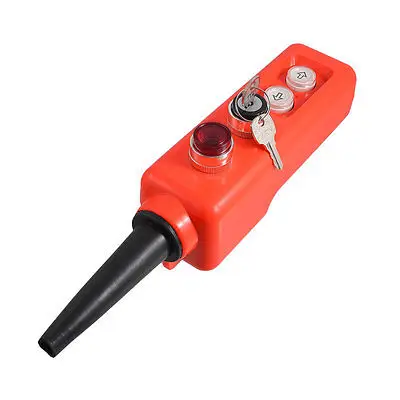 

220V Latching Red Lamp Keylock ON-OFF-ON Up-down Hoist Crane Pushbutton Switch