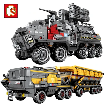 

SEMBO City Wandering Earth Carrier Car Military Tank Cargo Van Transport Truck Model Building Blocks Technic Boys Toys for kids