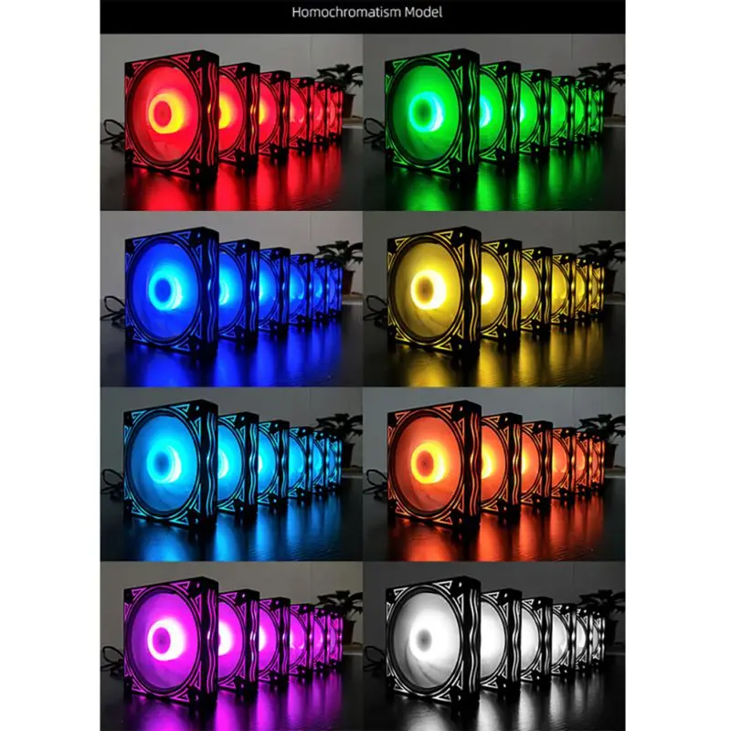 RGB Вентилятор охлаждения шасси настольного компьютера бесшумный волшебный цвет меняющий вентилятор с контроллером