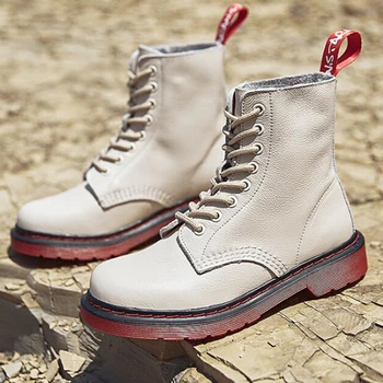 

Flat Platform Boots Women Shoes Autumn Winter Fur Round Toe Lace-up Genuine Leather Boots Ladies Shoes Motorcycle Boots dd451
