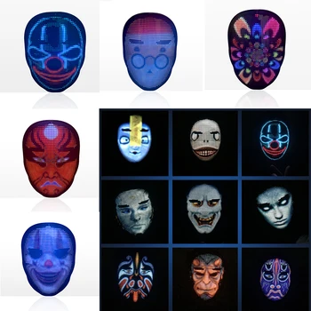 

Changing Face LED Mask DIY Bluetooth Scary Glow Masks Halloween Christmas Cosplay Mask Discos Clubs Birthday Parties Masks