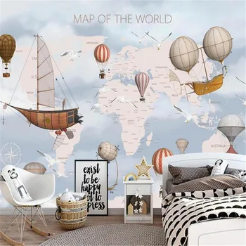 

Milofi custom large wallpaper mural cartoon world map background wall