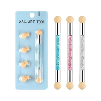 

3 Sets Nail Gradient Sponge Brush with 4 Replacement Heads Nail Art Tool Double Head Nail Painting Pens (Random Color)