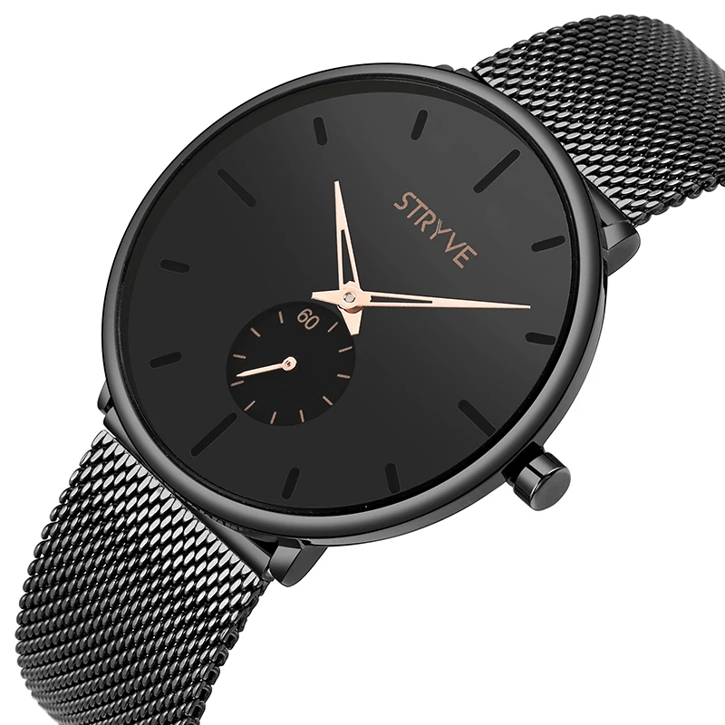 

STRYVE 9501 Fashion Men Watches Top Brand Luxury Quartz Watch Casual Simple Steel Waterproof Women Watch Relogio Masculino Clock