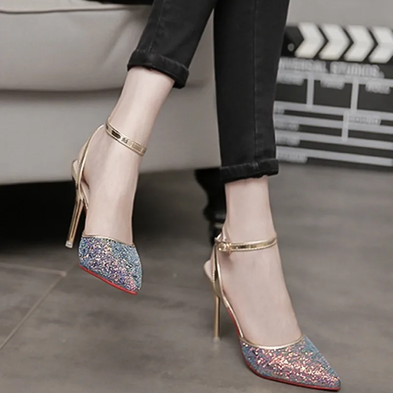 

2016 Spring New Style Korean-style High Heels Low-Cut WOMEN'S Shoes Thin Heeled Pointed-Toe Thin Legs Shoes