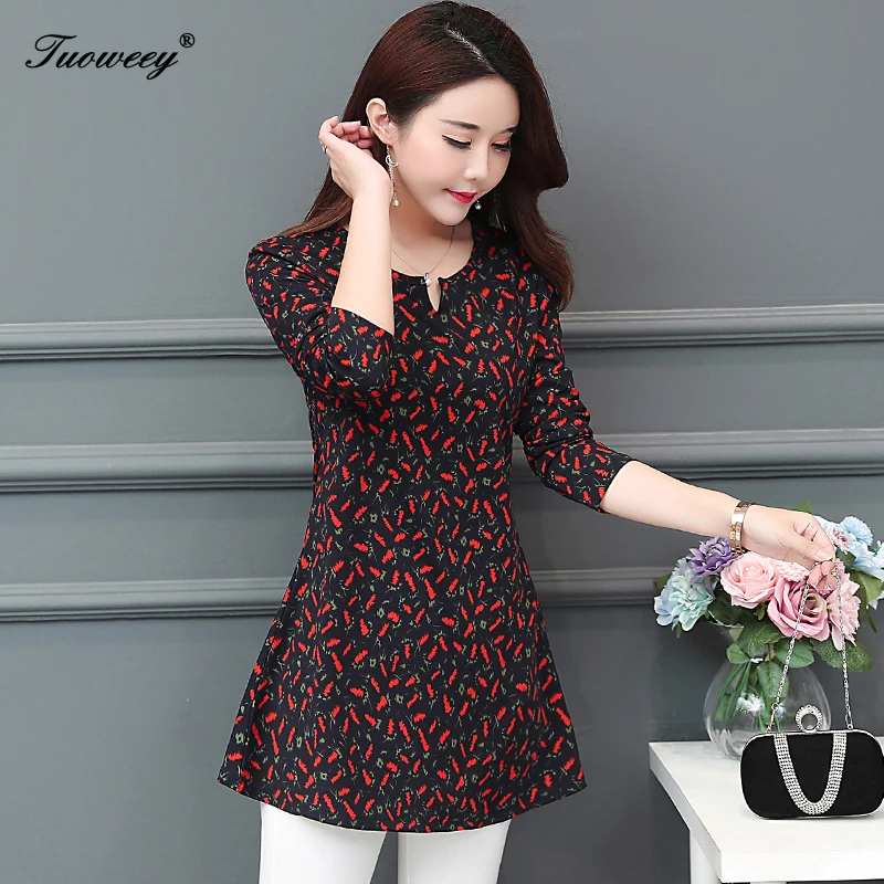 Женская летняя Длинная блузка с цветочным принтом 2019|Блузки| |