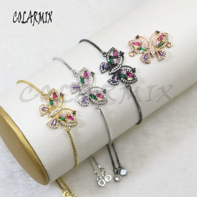 10 шт. браслеты с бабочками Кристалл Шарм bugs браслеты летние цвета циркон аксессуары соединители браслеты для женщин 5705