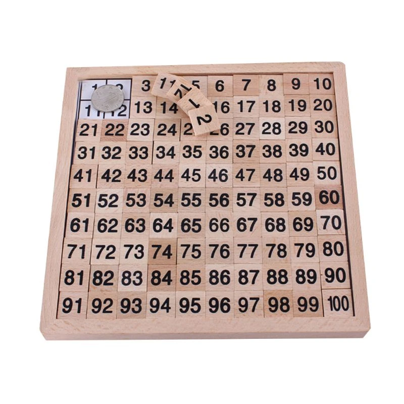 Wooden Toys Hundred Board Montessori 1-100 Consecutive Numbers Wooden Educational Game for Kids