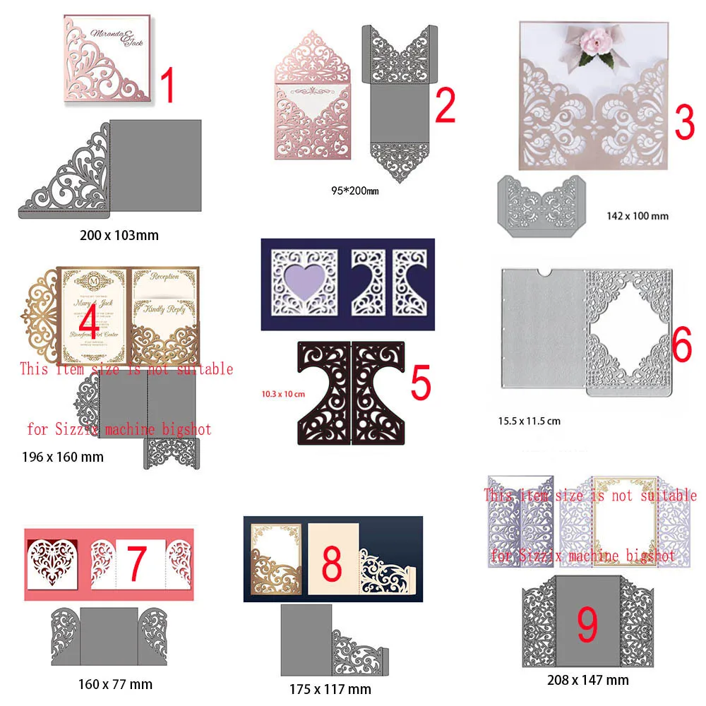  Wedding Invitation Dies Metal Cutting Dies New 2019 Scrapbooking Valentine's Day Decoration Craft D