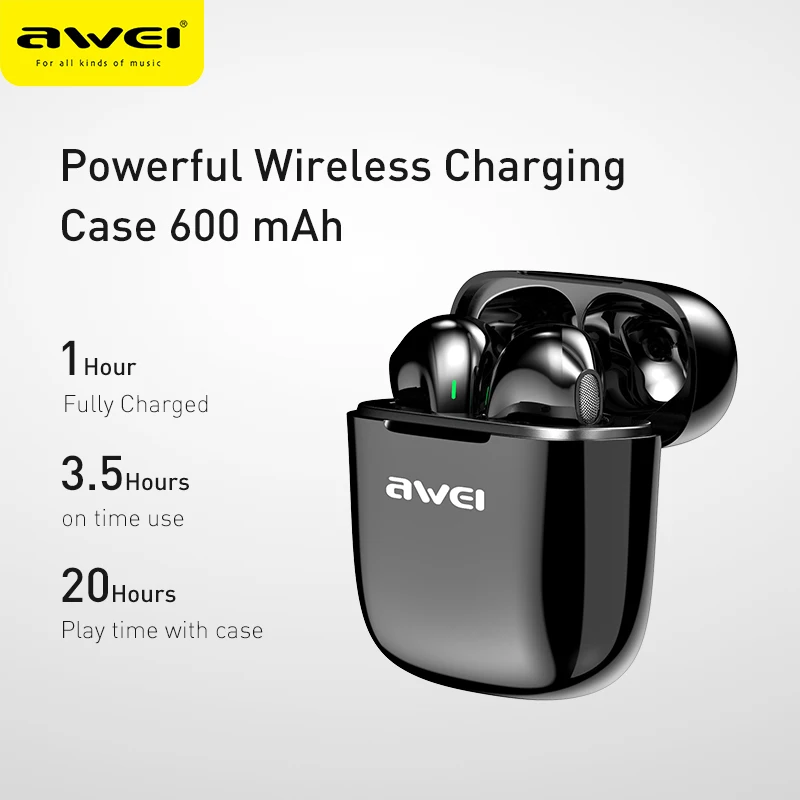 AWEI T26 TWS наушники со светодиодным дисплеем беспроводные с сенсорным микрофоном