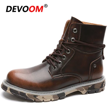 

2020 Fashion Combat Boots Men Genuine Dr Leather Boots Footwear Snow Boots Men Winter Work Shoes Real Leather Fur Sneakers Men