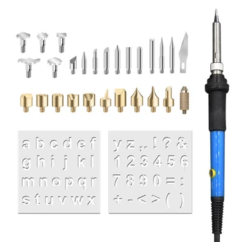 

60W Adjustable Soldering Iron Carving Iron Tool Wood Embossing Welding Pen Set Welding Skill Set US Plug