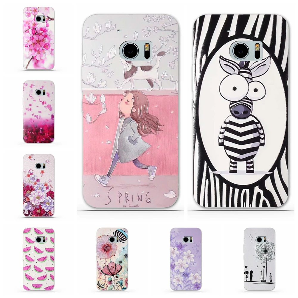 For HTC M10 Case 5.2 inch Ultra-thin Soft TPU Silicone Cover Floral Patterned M 10 Phone Funda Bumper | Мобильные телефоны и