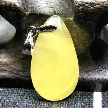 

Top Natural Yellow Amber Pendant For Woman Man Crystal 21x12x4mm Beads Water Drop Stone Silver Necklace Pendant Jewelry AAAAA