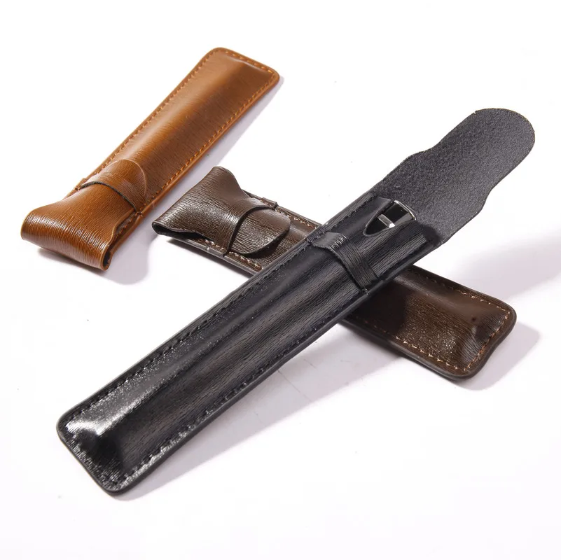 Pen Bags Separated By Single storage bags-Sided Leather Pure-Color Stationery Case pen storage bag