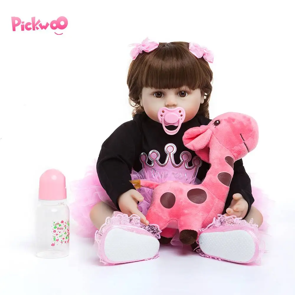 Pickwoo 18 дюймов 48 см bebes кукла-реборн для маленьких девочек Мягкие силиконовые куклы Boneca reborn Brinquedos Bonecas подарки на день детей игрушки