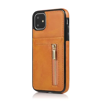 

Fashion Leather Iphone 11 Phone Case Shockproof Samsung Mobile Phone Holster Card Holder Zipper Wallet
