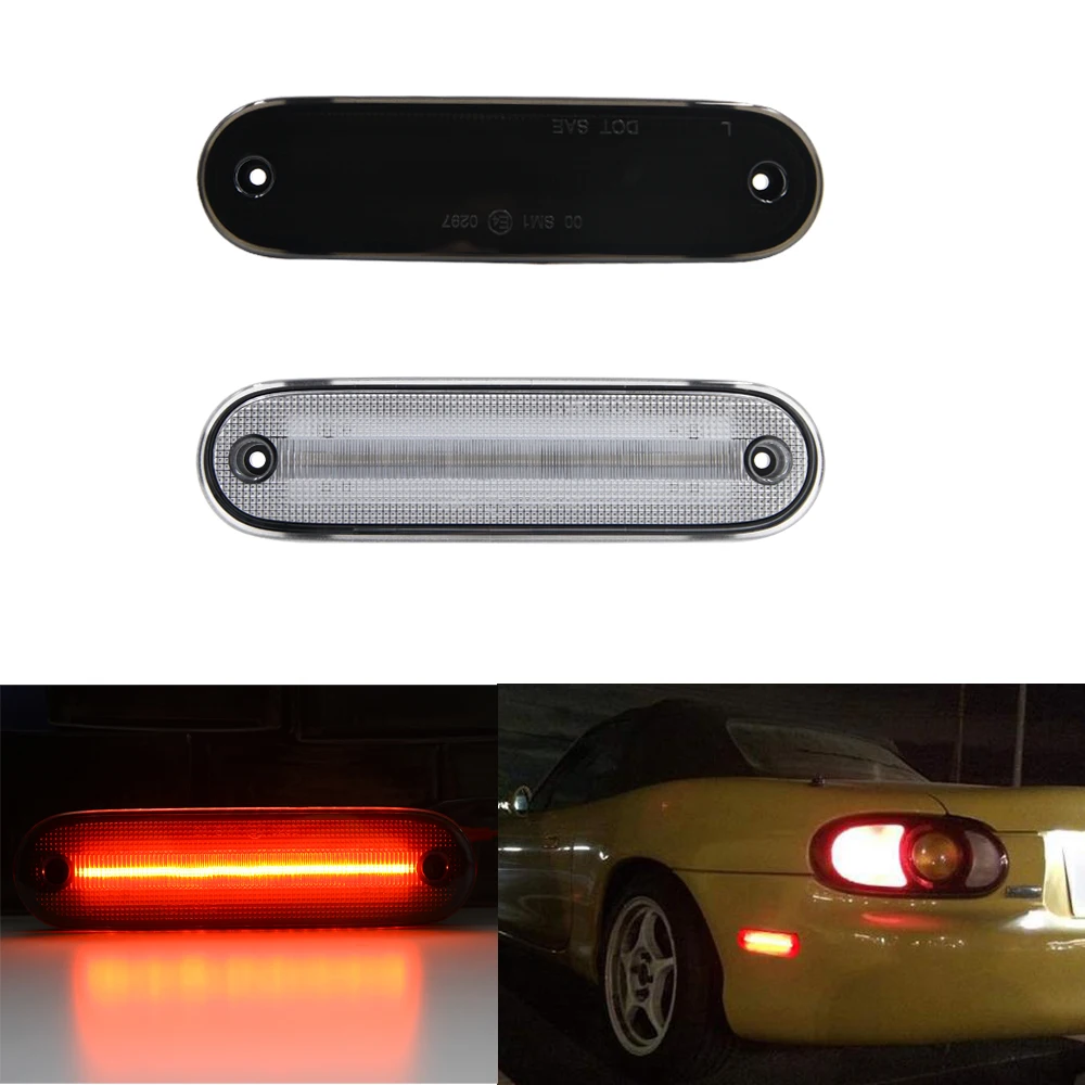 2pcs Smoked/clear Red Led Rear Side Marker Light Lamp For Mazda Na Nb ...