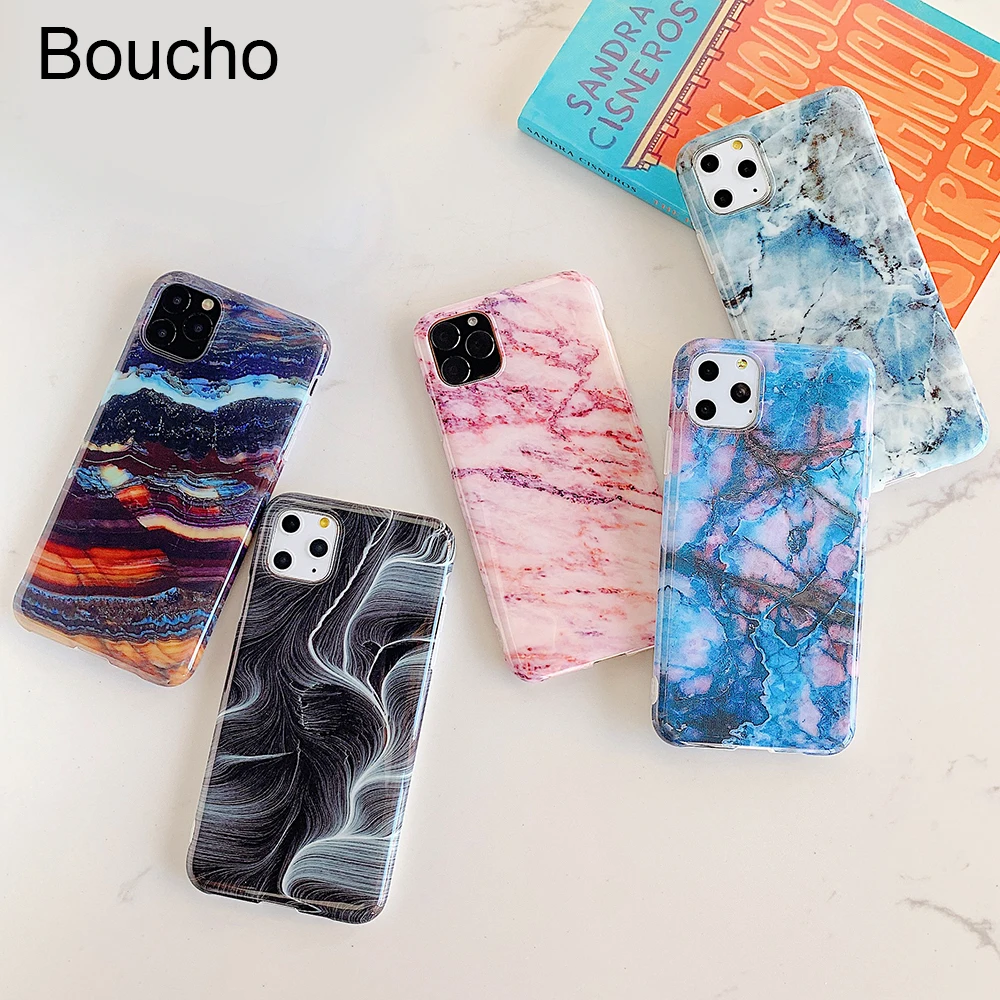 Чехол Boucho для iPhone 11 12 Pro Max XR XS 6 6S 7 8 Plus X SE мягкий гладкий чехол-накладка с мраморным