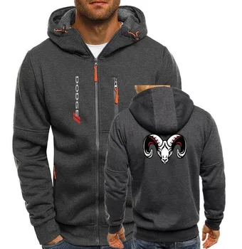 

Men's Hoodies Tracksuit Autumn Winter Drawstring Pocket Bomber Hooded Sweatshirt Long Sleeve Zip Coat FDodge RAM Male Jacket R