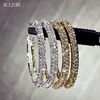 BLIJERY Gold/Silver Color Rhinestone Hoop Earrings For Women 2 Layers Crystal Big Round Circle Earrings Evening Party Jewelry ► Photo 1/6