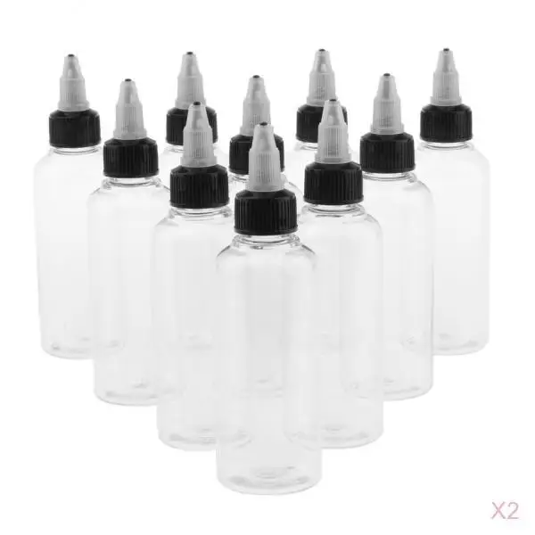 20 Pieces 100ml Plastic Liquid Ink Pigment Painting Empty Squeeze Tip Applicator Bottles with Twist Top Cap