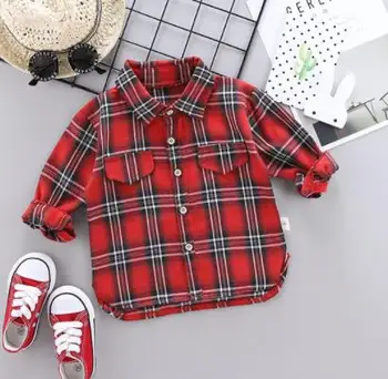 

Fashion Children Boys/girls Shirts Kids Tops Boys/girls Long Sleeve Baby Wedding Clothing PLAID Baby Top Tee Shirts 0-4 Years