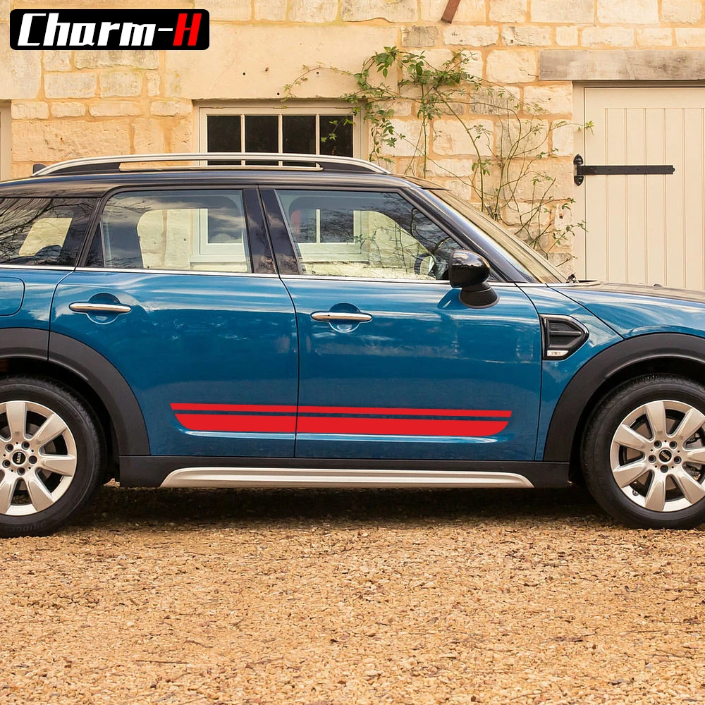 2 шт. Стайлинг автомобиля боковая юбка полосы наклейки наклейка графика для Mini