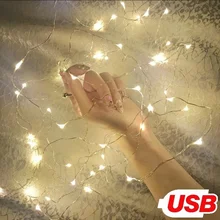  Fairy Light 1M 5M 10M 10/50/100 LEDs Starry String USB Lights Fairy Wire LED Transparent Wire for Party Christmas Wedding Decor 