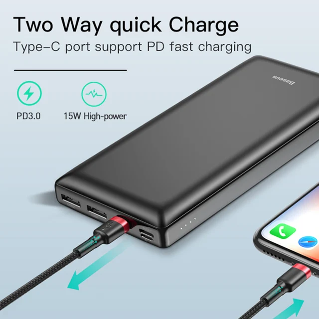 Baseus 30000mAh Power Bank PD USB C Fast Charging Powerbank for iPhone11 Samsung Huawei Type C Portable Charger External Battery 1