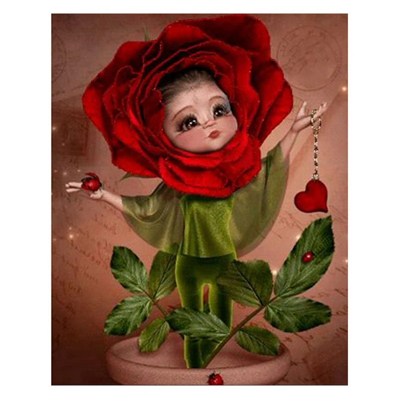 Promotion--5D Diy Diamond Painting Lovely Flower Heart Embroidery Full New Circular Stones Display Home Decor | Дом и сад