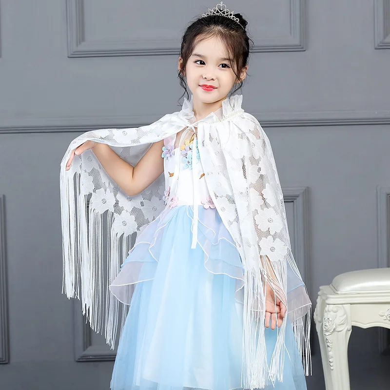 

Thin Beach Cloak Children Shawl Girls Princess Lace Beach Sunscreen Cloak