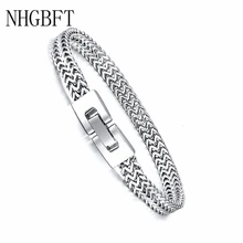 NHGBFT кубинская Пшеница панцирная цепь браслеты из нержавеющей стали крутой байкер браслет мужские ювелирные изделия