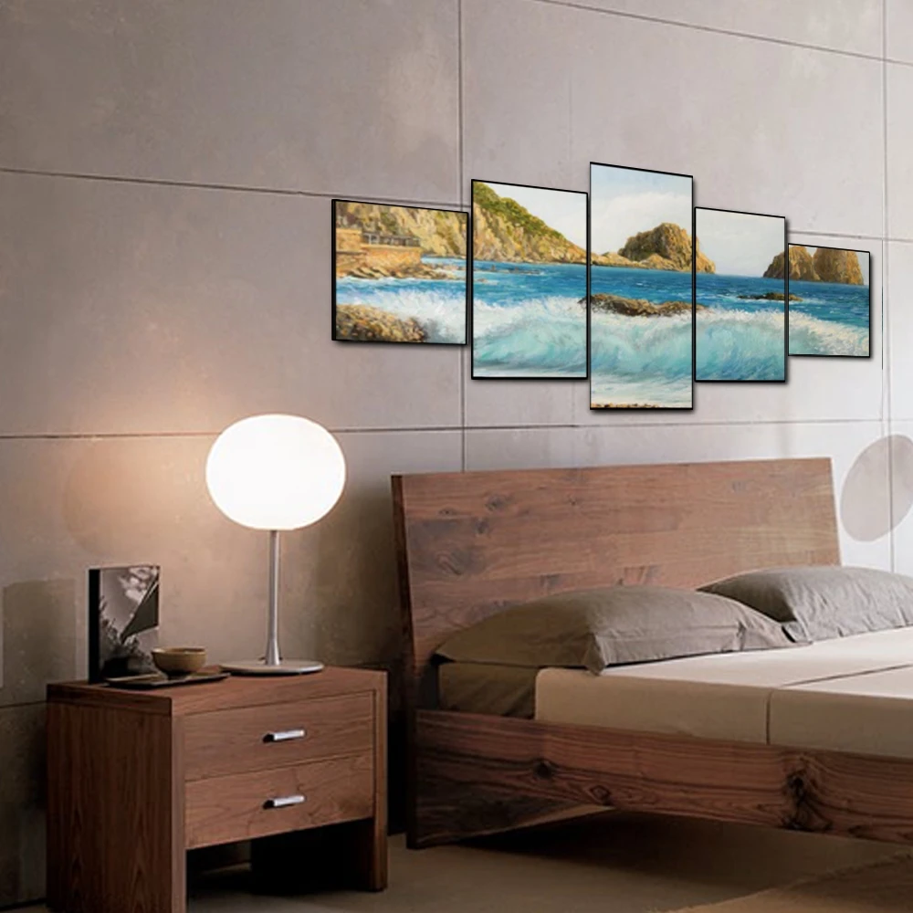 Canvas Art Oil Painting Choppy waves scenery Reef Art Poster Picture Wall Decor Modern Home Decoration For Living room Office Canvas Art Oil Painting Choppy waves scenery Reef Art Poster Picture Wall Decor Modern Home Decoration For Living room Office