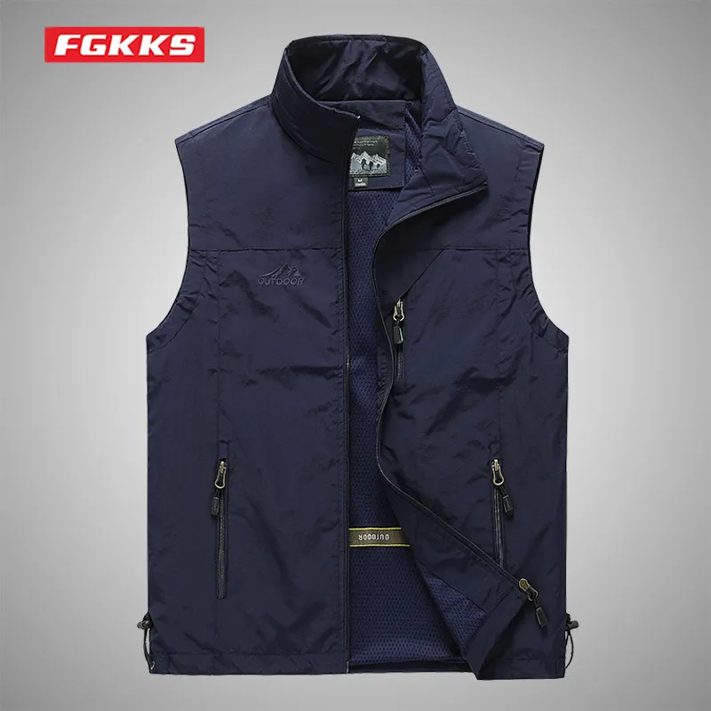 FGKKS-Spring-New-Men-Waistcoat-Outdoor-Leisure-Solid-Color-Vest-Young ...