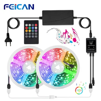 

LED Strip Light 5050 2835 12V LED Strip Sound / Music Sync RGB Tape 20Key Remote Control Ambilight Ribbon Backlight